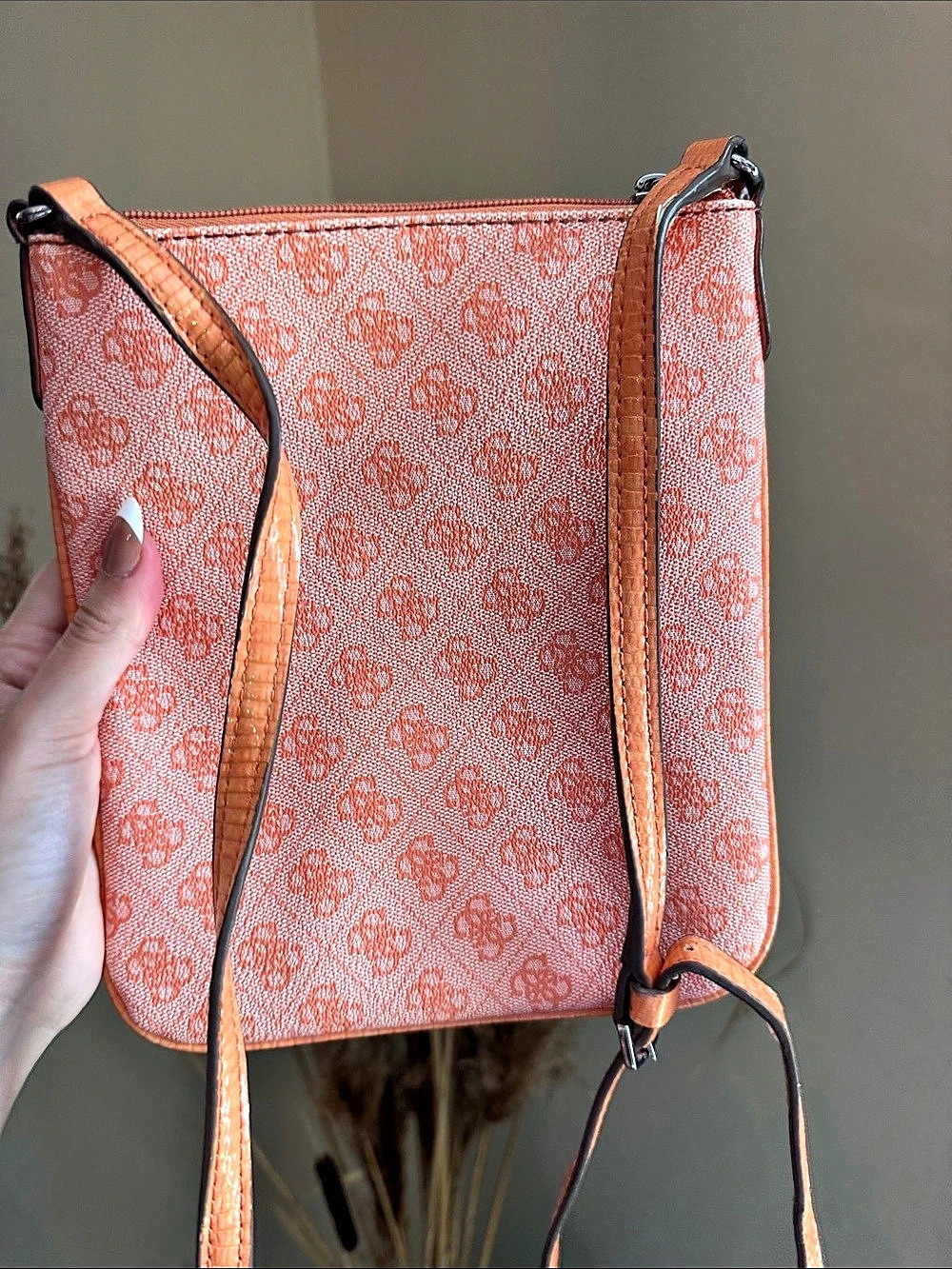 Guess Floral Crossbody Bag in Orange & Pink - Picture 2 of 9